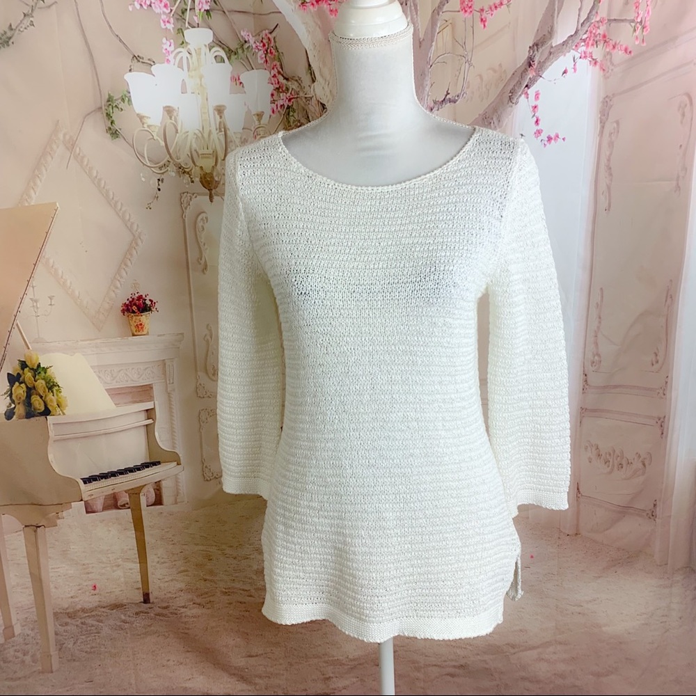 Kate Hill White Knit Sweater